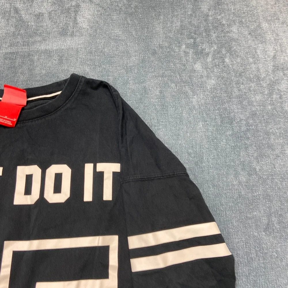 Nike Shirt Womens M Black Cotton Just Do It #95 Spell Out 3/4 Sleeve Pullover